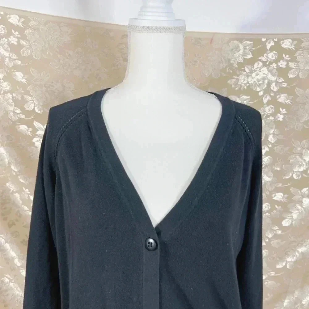 Anthropologie Moth Black Button Up Knit Cardigan Women's Size XL - Picture 2 of 9